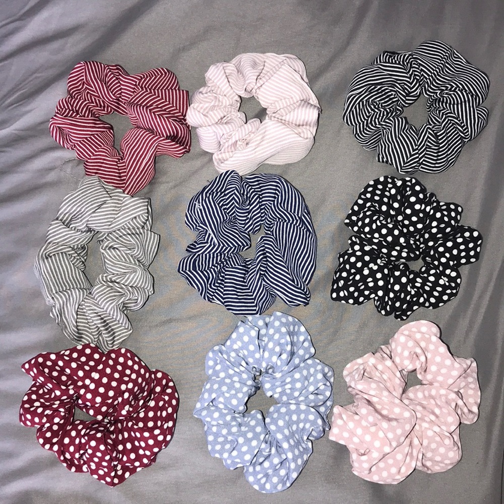 bundle of scrunchies, teleties, & shell necklace